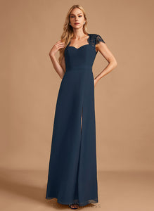 V-neck SplitFront Fabric Length Silhouette A-Line Lace Floor-Length Neckline Embellishment Annie Natural Waist Bridesmaid Dresses