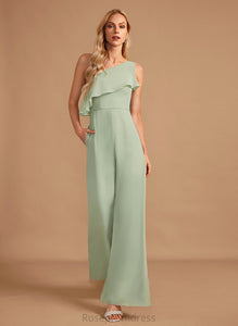 Ruffle Neckline Straps Floor-Length Length One-Shoulder Fabric Embellishment Rosemary Bridesmaid Dresses