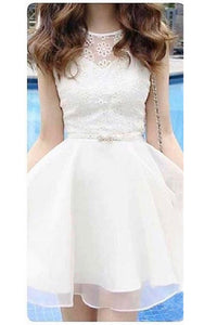 2024 Homecoming Dresses Scoop A Line With Sash/Ribbon Short/Mini