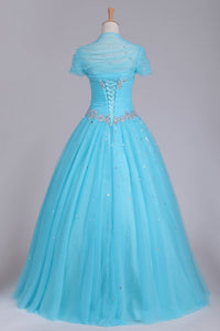 2024 Quinceanera Dresses Sweetheart Tulle With Beads And Ruffles Ball Gown