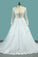 2023 Gorgeous Wedding Dresses A-Line Scoop Long Sleeves Tulle With Applique Chapel Train