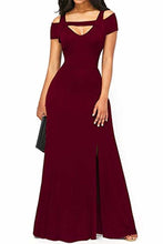 Load image into Gallery viewer, Long Evening V-Neck Side Split Short Sleeve Ball Gown Dress