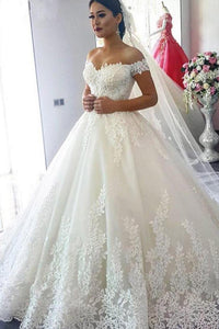 Ball Gown Off the Shoulder Sweetheart Wedding Dresses with Lace up, Wedding Gowns SRS15561