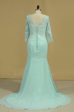 Load image into Gallery viewer, 2024 V Neck 3/4 Length Sleeves Mother Of The Bride Dresses Chiffon With Applique