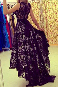 2024 New Arrival Prom Dresses A Line Scoop Lace With Sash Asymmetrical