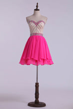 Load image into Gallery viewer, 2024 Sweetheart A Line Short Prom Dress With Layered Chiffon Skirt Bicolor
