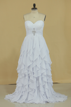 Load image into Gallery viewer, 2024 New Arrival A Line Sweetheart With Ruffles And Beads Bridesmaid Dresses