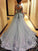 Gorgeous Ball Gown Princess Long Sleeves Tulle Gray Long Prom SRS12313