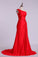 2024 One Shoulder Pleated And Fitted Bodice Prom Dress Pick Up Shirred Skirt Court Train