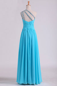 2024 One Shoulder Prom Dresses A Line Chiffon With Beads And Ruffles
