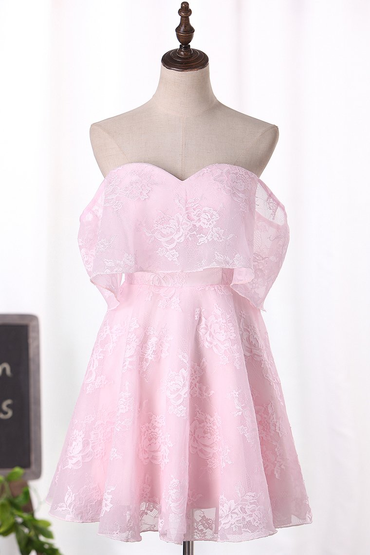 2024 Lace Sweetheart Homecoming Dresses A Line Short/Mini