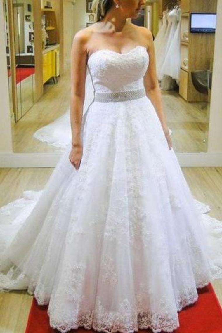 Sweetheart Zipper Back Long Ivory Wedding Dresses Dresses For Wedding