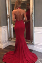 Load image into Gallery viewer, 2023 Sexy Open Back Halter Ruched Bodice Evening Dresses Spandex Mermaid