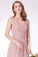 Simple A Line Pink V Neck Tulle Sleeveless Prom Dresses Long Bridesmaid Dresses SRS15383