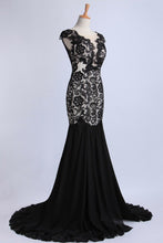 Load image into Gallery viewer, 2024 Prom Dresses Mermaid Open Back Sweep/Brush Train Chiffon&amp;Lace