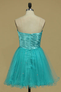 2024 Sweetheart Homecoming Dresses A Line Short/Mini With Beads And Bow Knot