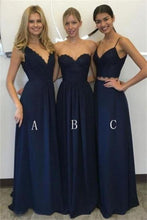 Load image into Gallery viewer, Elegant A-Line Long Blue Charming Bridesmaid Dresses Bridesmaid Gowns