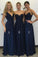 Elegant A-Line Long Blue Charming Bridesmaid Dresses Bridesmaid Gowns