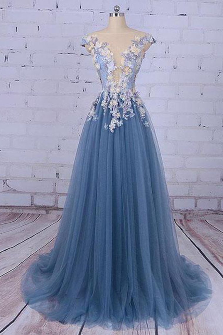 2024 Beautiful Prom Dresses Scoop A-Line Sweep/Brush Train Long Prom Dress/Evening Dress