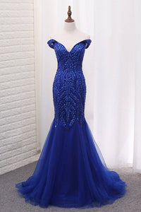 2023 Sexy Open Back Straps Mermaid Tulle Beaded P5R4F8FC