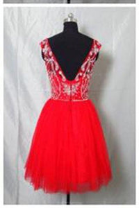 Real Made Beaded Back Zipper Short Prom Dresses New Arrival Tulle Homecoming Dresses RS860