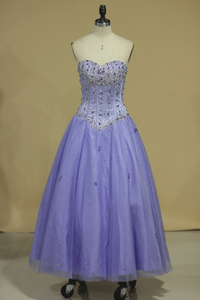 2023 Tulle Sweetheart Beaded Bodice Ball Gown Quinceanera Dresses