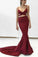 Sexy Spaghetti Straps Burgundy Mermaid Sheath Long Simple Cheap Prom Dresses