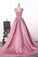 2023 Scoop A Line Satin Evening Dresses With Applique And Beads Sash/Ribbon