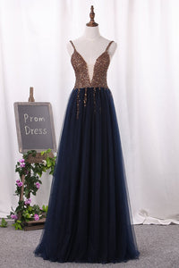 2023 New Arrival Prom Dresses Spaghetti Straps Tulle A Line Zipper Up