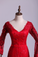 2024 V-Neck Evening Dresses Mermaid With Applique Lace And Tulle Burgundy/Maroon New