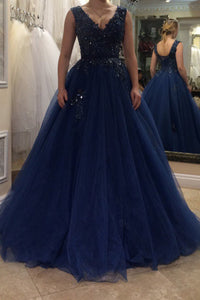 2024 Tulle V Neck Prom Dresses A Line With Applique And Sash Sweep Train