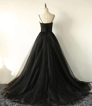 Load image into Gallery viewer, Charming Black Spaghetti Straps Sweetheart Tulle Evening Dresses, Formal SRS20398