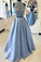 Two Piece Sky Blue Prom Dress 2024 Two Piece Sky Blue Long Prom Dresses RS171
