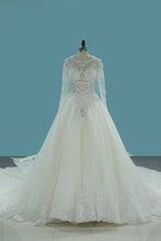Load image into Gallery viewer, 2023 Gorgeous Wedding Dresses Scoop Tulle With Beadings Zipper Back Royal Train