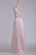 Load image into Gallery viewer, 2024 New Arrival One Shoulder Satin With Slit Sheath Prom Dresses