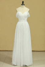 Load image into Gallery viewer, 2024 White Prom Dresses Off The Shoulder A Line Chiffon Floor Length With Ruffles