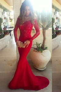 2024 Prom Dresses Mermaid/Trumpet Spandex With Applique Sweep Train Red