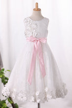 Load image into Gallery viewer, 2023 Scoop A Line Lace Flower Girl Dresses Knee Length