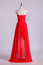 Load image into Gallery viewer, 2024 High Low Sweetheart A Line Pleated Bodice Flowing Chiffon Skirt