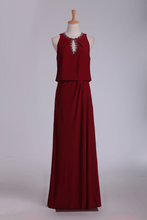Load image into Gallery viewer, 2024 Column Scoop Chiffon With Beading Prom Dresses