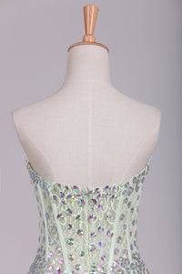 2024 Sweetheart Sheath/Column Prom Dress Lace With Rhinestone