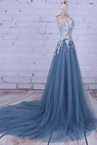 2024 Beautiful Prom Dresses Scoop A-Line Sweep/Brush Train Long Prom Dress/Evening Dress