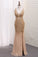 2024 Luxury Mermaid Chiffon Beaded Bodice Straps Prom Dresses With Slit Crossed Back