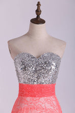 Load image into Gallery viewer, 2024 Sweetheart Prom Dress Beaded Bodice Twist Back Straps With Lace Skirt