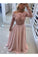 A-Line/Princess Bateau Long Sleeves Floor-Length Lace Chiffon Dresses