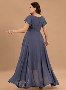 Embellishment Silhouette Fabric A-Line Asymmetrical Neckline V-neck Ruffle Length Gina Bridesmaid Dresses