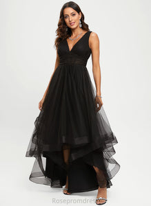 Prom Dresses Tulle V-neck Ball-Gown/Princess Nataly Asymmetrical