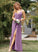 Fabric Neckline Silhouette Embellishment Floor-Length A-Line Ruffle Length V-neck SplitFront Mira Bridesmaid Dresses