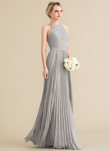 Pleated ScoopNeck Fabric Neckline A-Line Silhouette Embellishment Length Floor-Length Marissa Bridesmaid Dresses