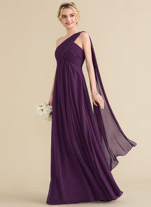 Ruffle Neckline Length Silhouette One-Shoulder A-Line Embellishment Floor-Length Fabric Aurora Sleeveless Empire Waist Bridesmaid Dresses